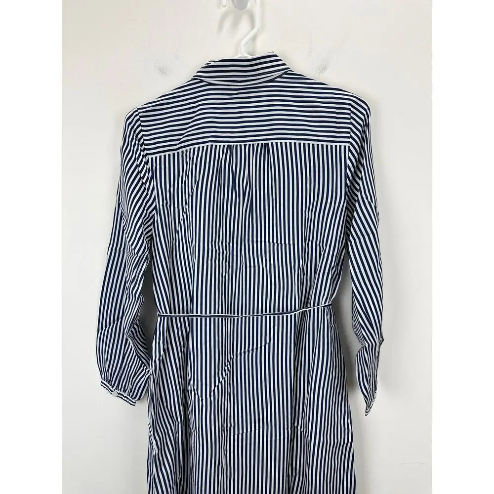 J.Crew Long Amelia Shirt Dress Striped Drapey Viscose Twill Nautical XXS NWT